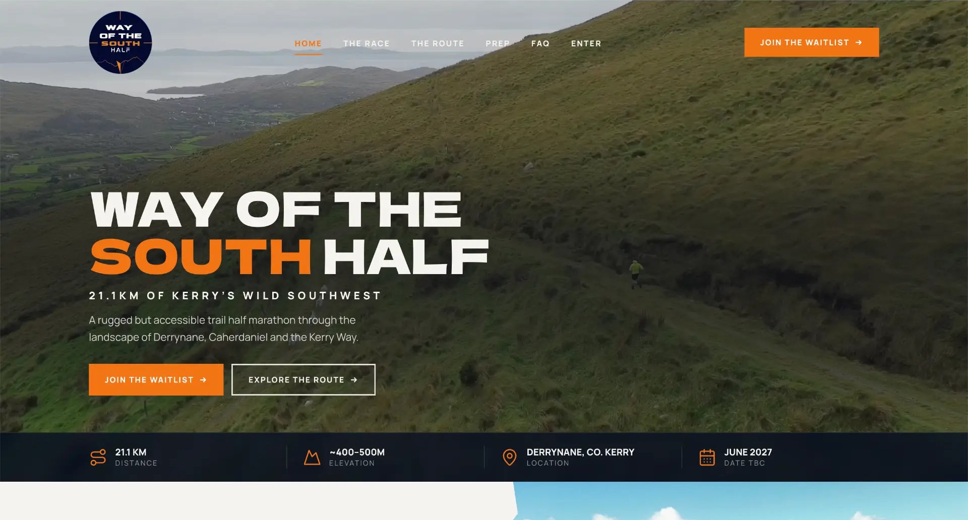 Way of the South Half website built by Socially Fit in Ireland, desktop view