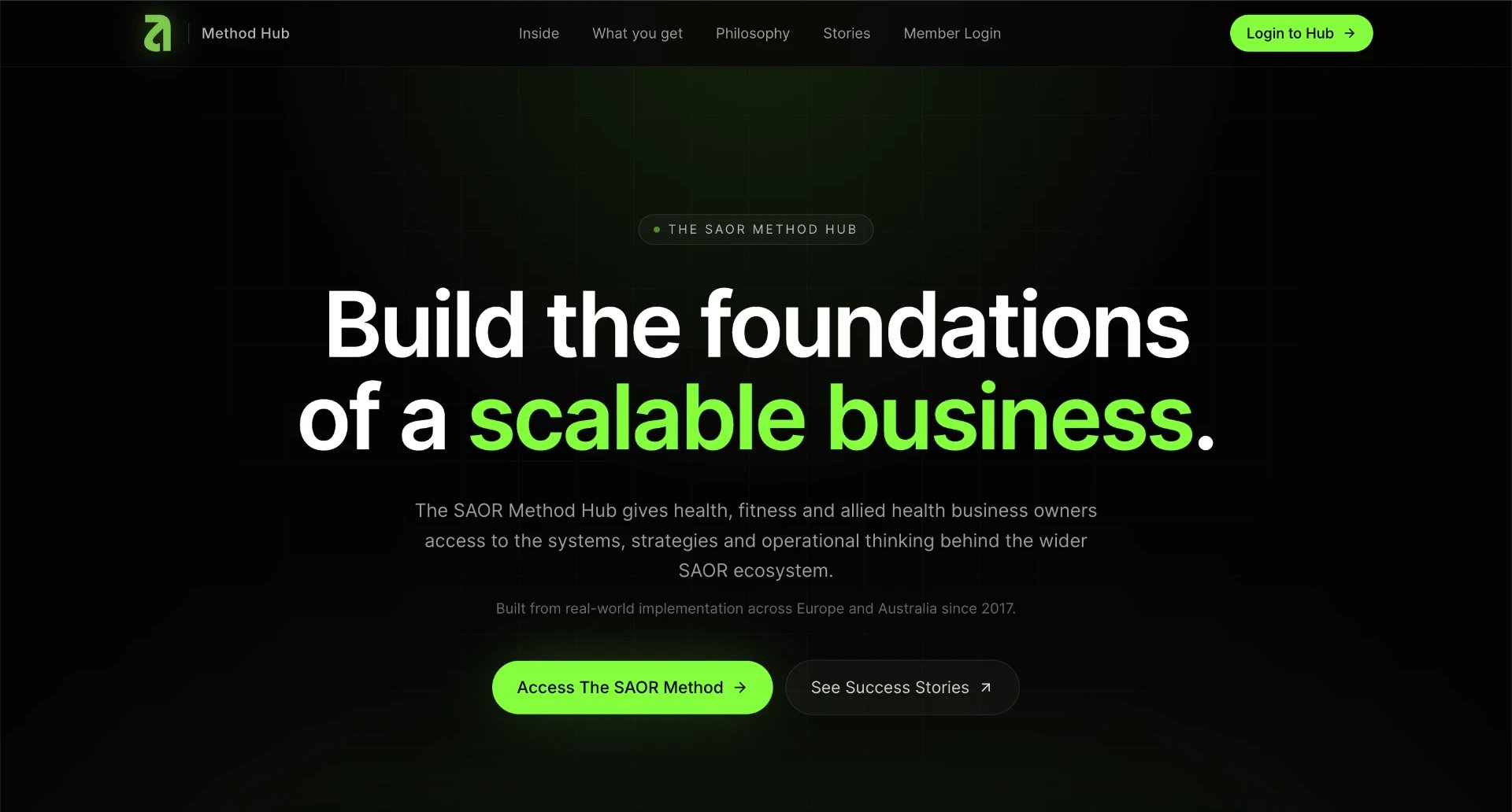 SAOR Hub website built by Socially Fit in Ireland, desktop view